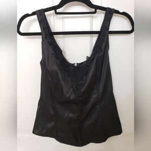 Morbid Threads Black Satin Corset Tank Top